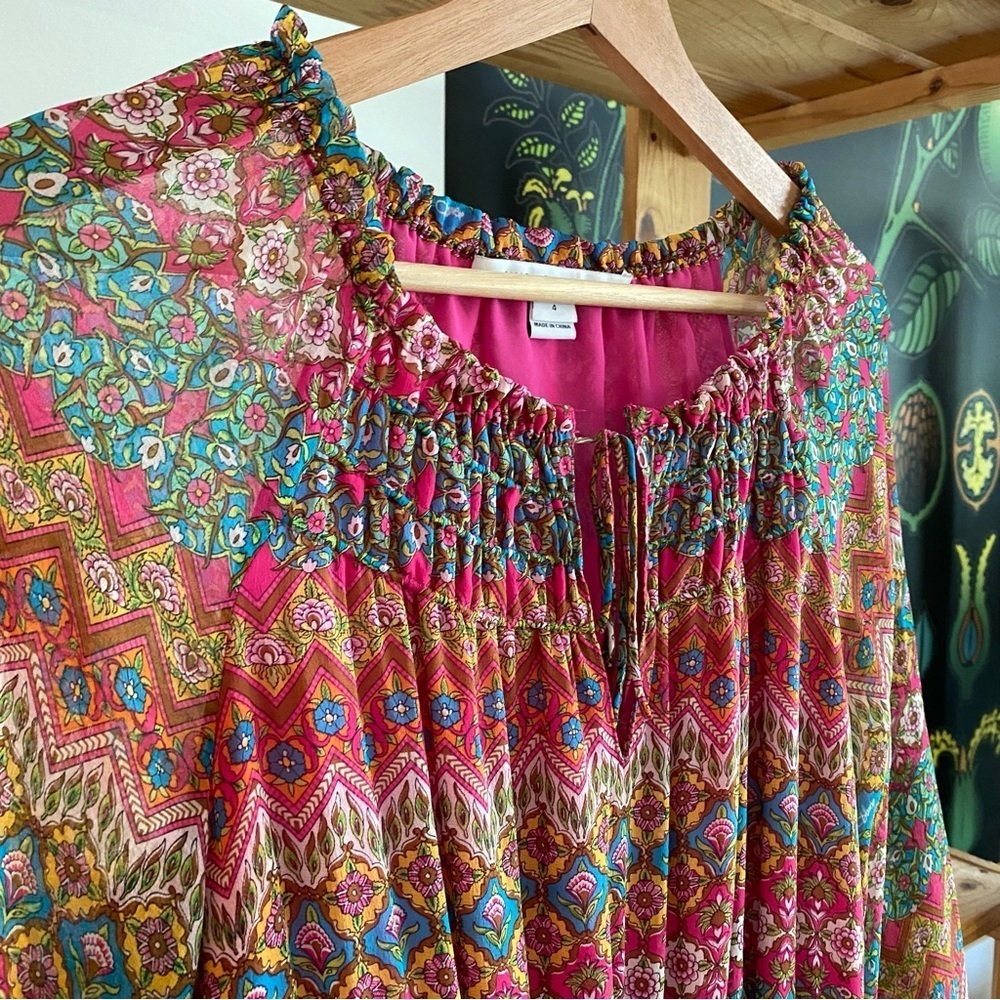 Diane Von Furstenberg DVF Pink Colorful Floral Parry Silk Dress 4 - Picture 8 of 16